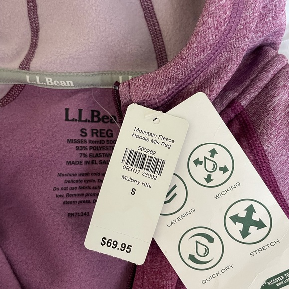 L.L. Bean full zip fleece with hood size small - Picture 2 of 3